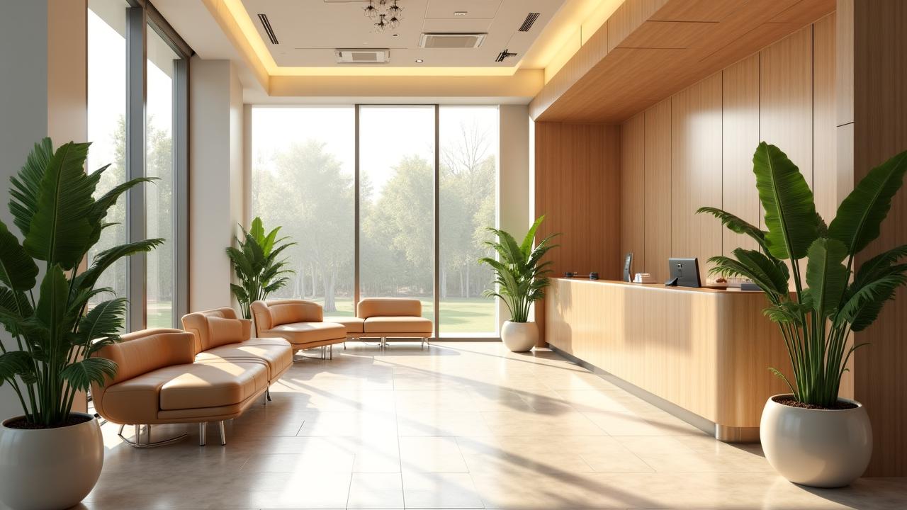 清潔感と温かみが共存するモダンな歯科クリニックの待合室