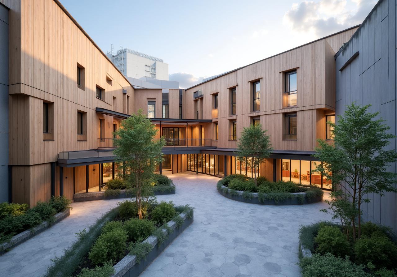 みなとシニアレジデンスの中庭と外観