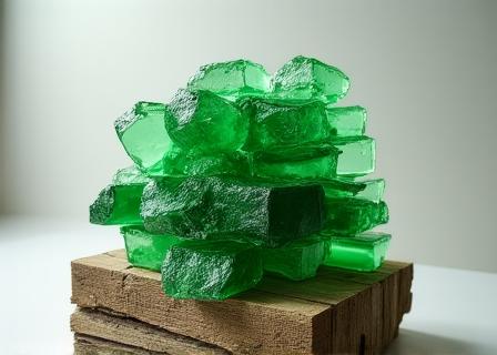 再生ガラスと古材